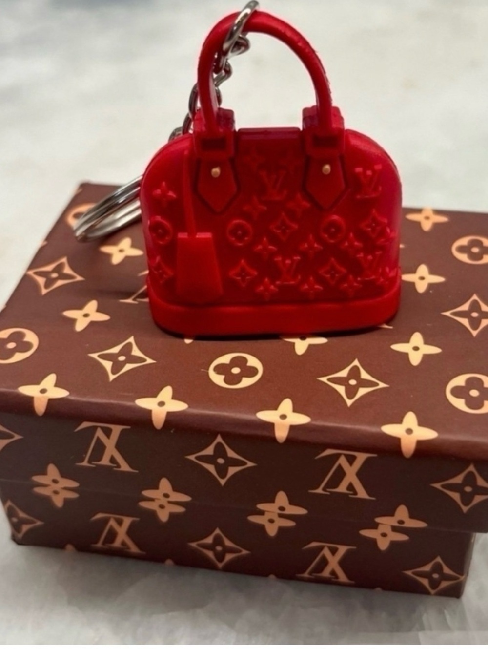 Red Mini Purse Keychain Charm Luxury Style Bag Accessory